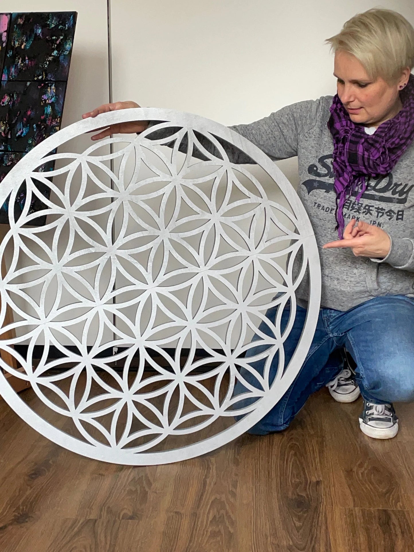 Blume des Lebens Holz - Wanddeko Heilige Geometrie - Yoga Meditation Deko