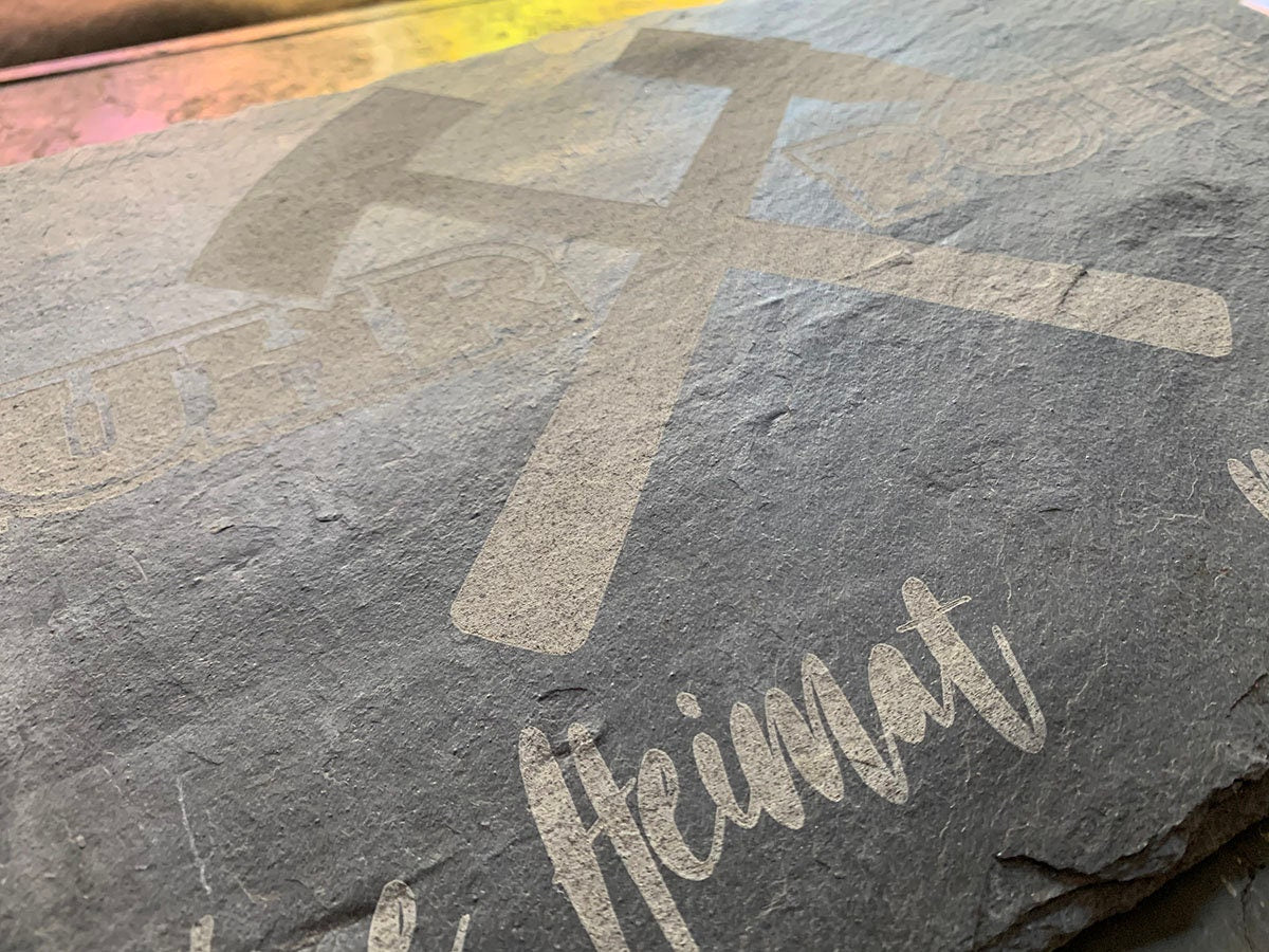 RUHRPOTT Motiv Naturschieferplatte, graviert, meine Heimat - meine Liebe, personalisiert, Vintage