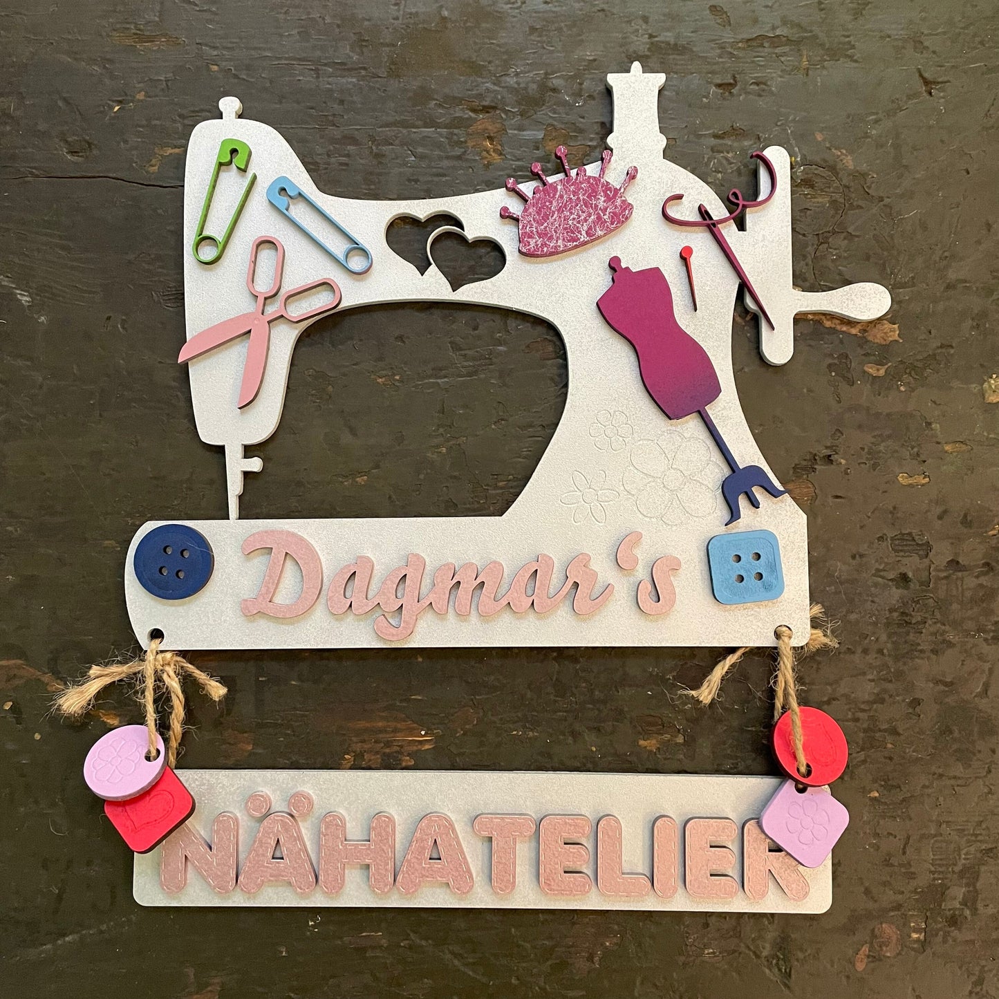 Dekorative Nähmaschine aus MDF – 32 x 25 cm