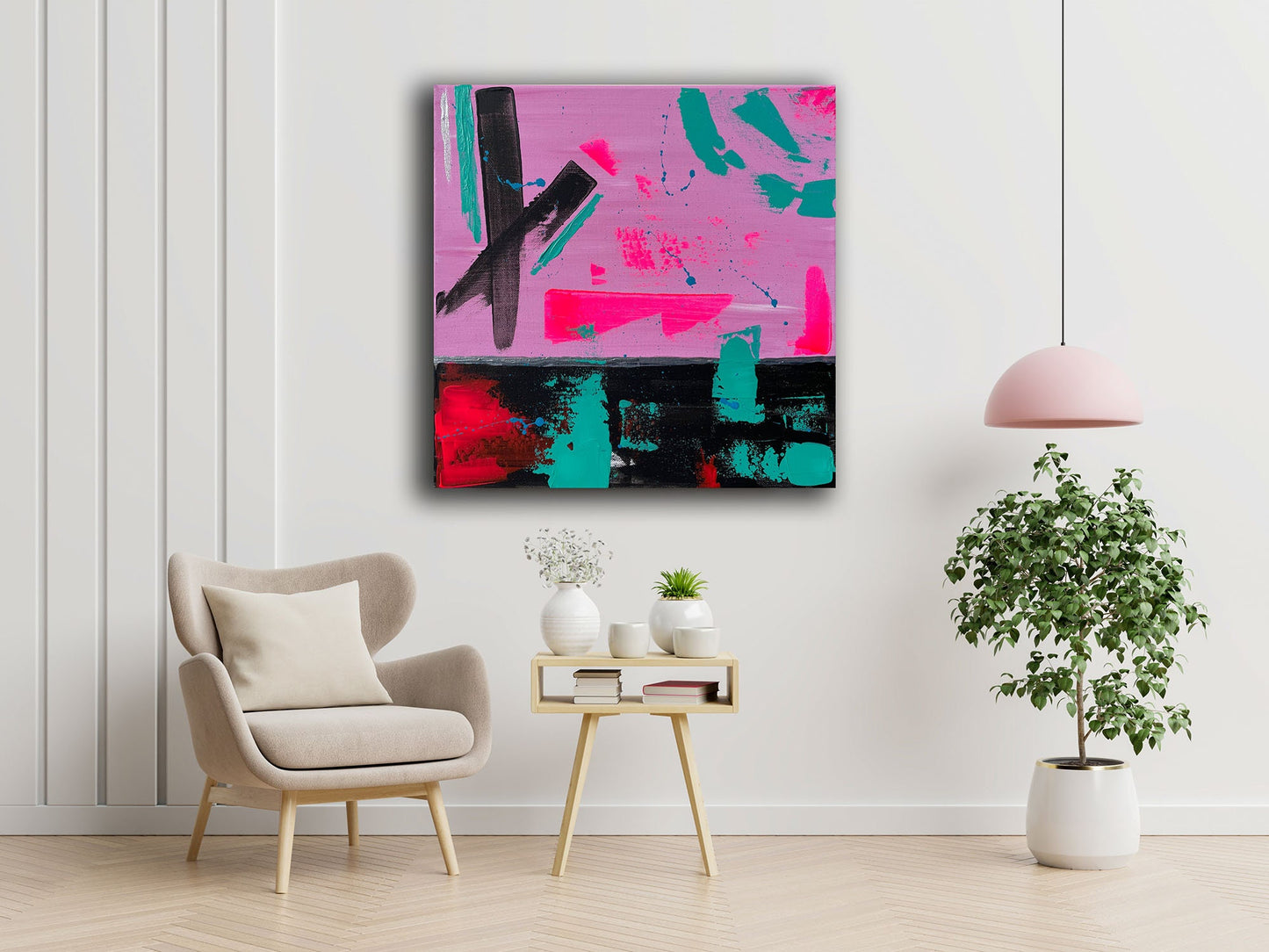 Abstraktes Gemälde aus Acryl handgemalt auf Leinwand 40x40 cm | modernes, individuelles Geschenk | Unikat