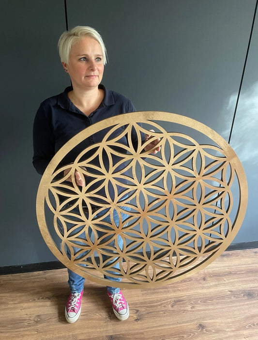 Blume des Lebens Holz - Wanddeko Heilige Geometrie - Yoga Meditation Deko