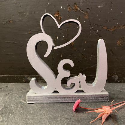 Holz Buchstaben | Initialien mit Herz | stehend | Hochzeitsgeschenk | dekorative | Liebeserklärung | Valentinstag