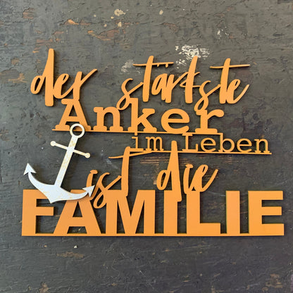 Familienschild | Der stärkste Anker im Leben ist die Familie | Wanddeko | Holzschild | Deko | 3D Wandtattoo | Wandbild