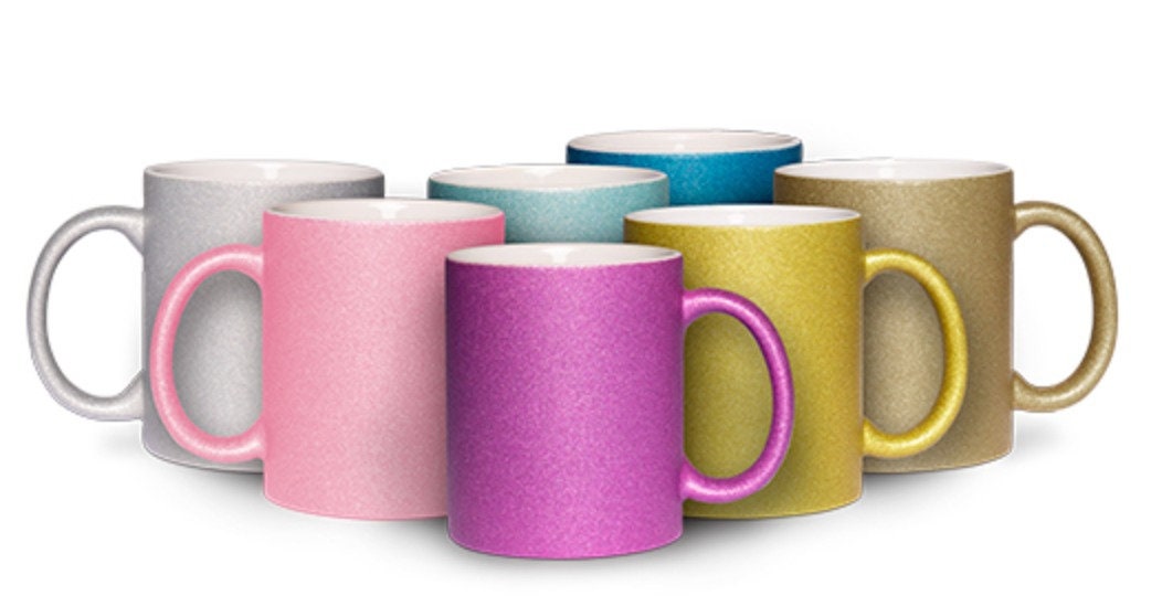 Prinzessin Glitzer Tasse Pink - Keramiktasse Glitter - 330ml Kaffeebecher