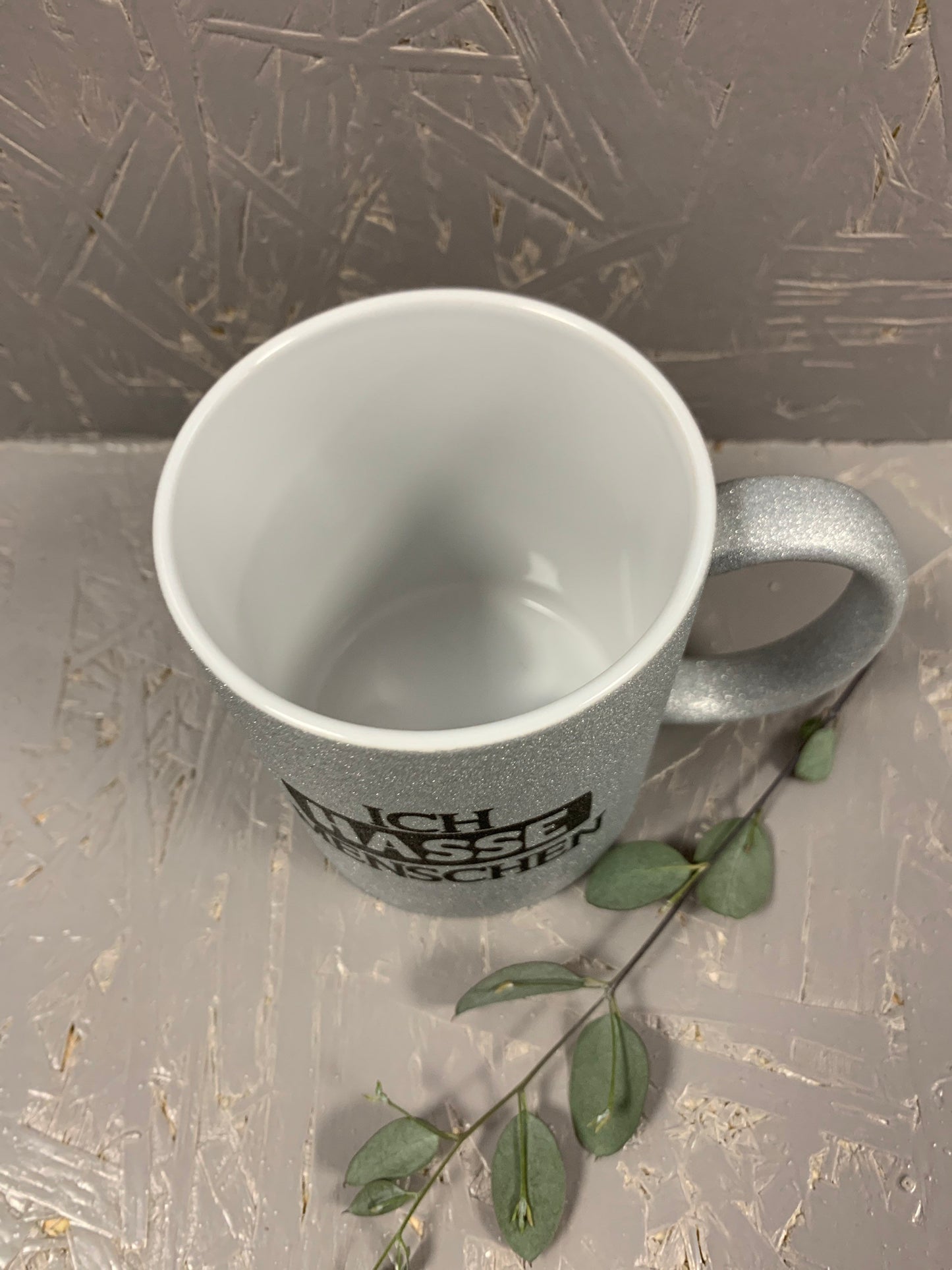 Ich hasse Menschen Glitzer Tasse in silber, Kaffeetasse, Kaffeebecher