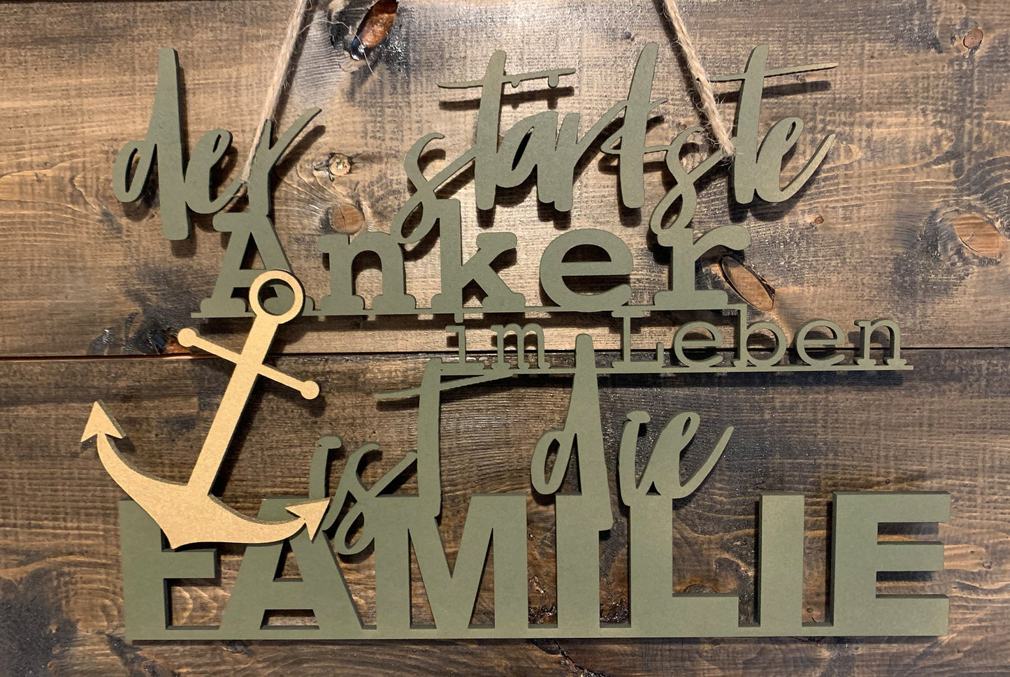 Familienschild | Der stärkste Anker im Leben ist die Familie | Wanddeko | Holzschild | Deko | 3D Wandtattoo | Wandbild