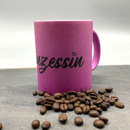 Prinzessin Glitzer Tasse Pink - Keramiktasse Glitter - 330ml Kaffeebecher