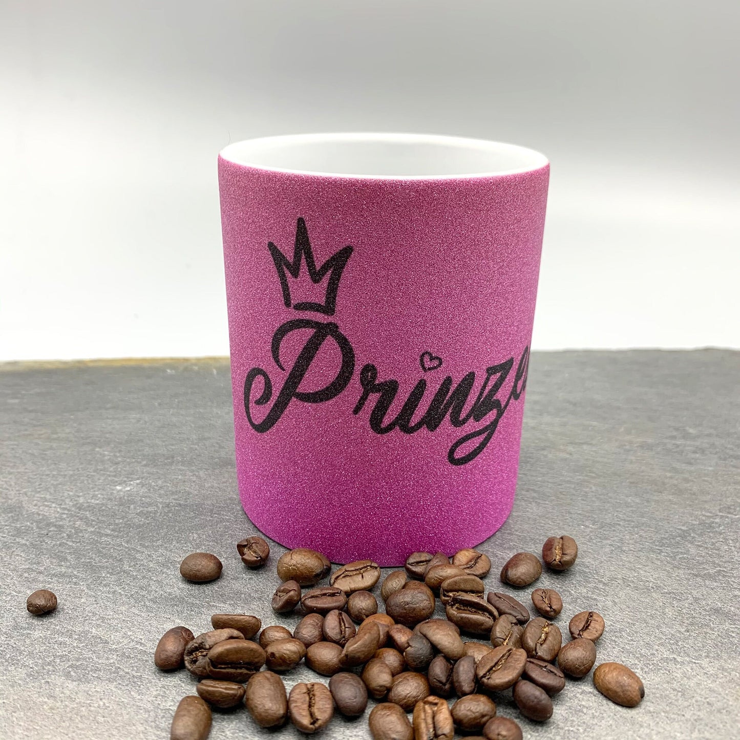 Prinzessin Glitzer Tasse Pink - Keramiktasse Glitter - 330ml Kaffeebecher