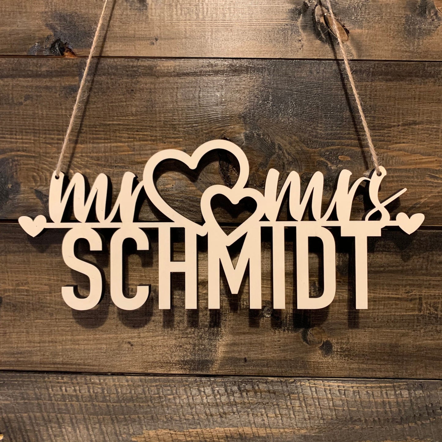 Mr & Mrs Schriftzug Holz - Hochzeitsgeschenk Wanddeko - 40x20cm oder 60x30cm