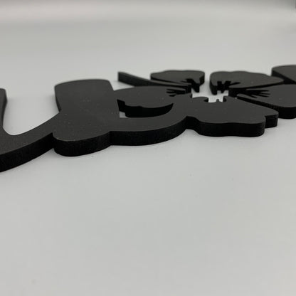 Aloha Schriftzug mit Hibiskusblüte | 3D Schriftzug | Wanddeko | Wandkunst | Wandschild | 3D Wandtattoo