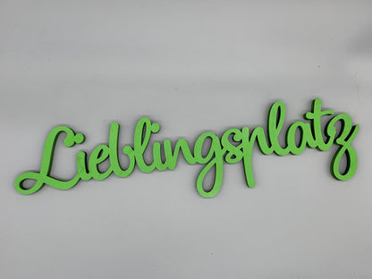Lieblingsplatz Schriftzug Holz 3D - Wanddeko 25cm 50cm 90cm - Selbstklebend