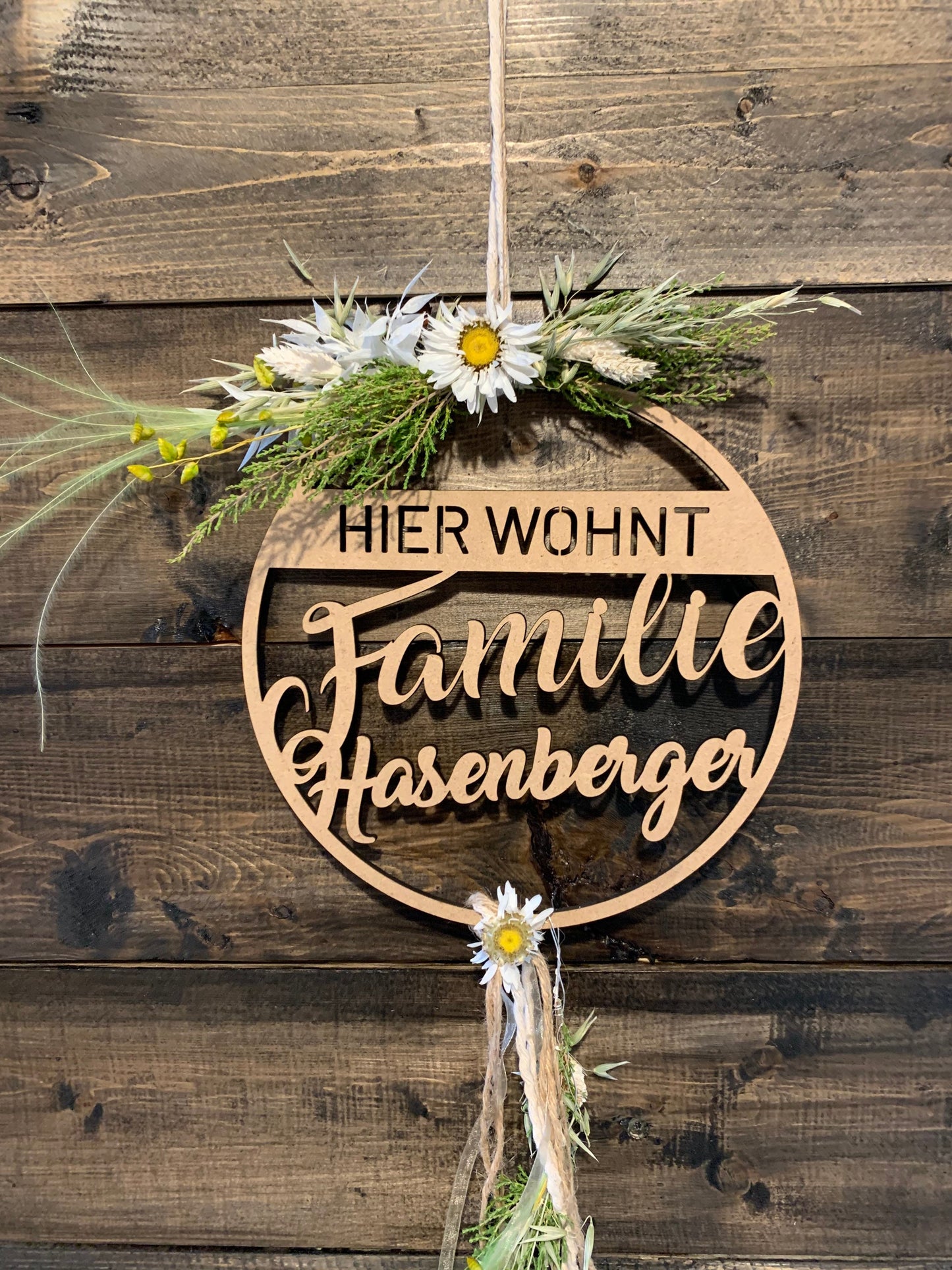 Personalisierter Hoop mit Trockenblumen Ø 23 cm