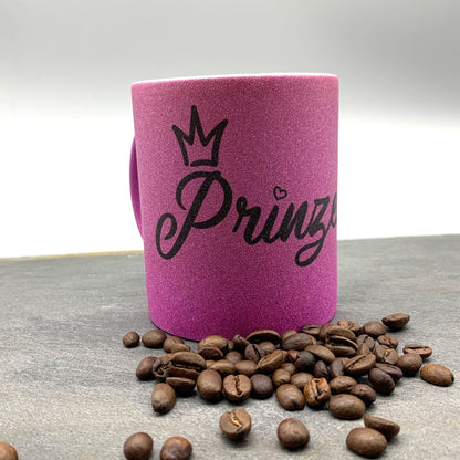 Prinzessin Glitzer Tasse Pink - Keramiktasse Glitter - 330ml Kaffeebecher