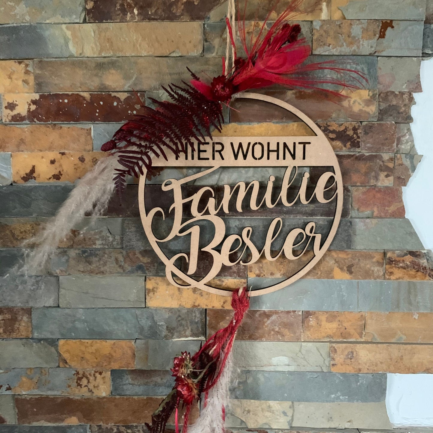 Personalisierter Hoop mit Trockenblumen Ø 23 cm