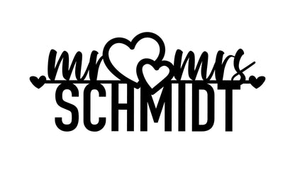 Mr & Mrs Schriftzug Holz - Hochzeitsgeschenk Wanddeko - 40x20cm oder 60x30cm