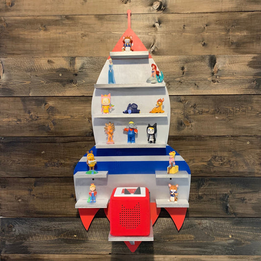 Wandregal Rakete für Toniebox – Regal mit 8 Ablagen für ca. 22 Tonies