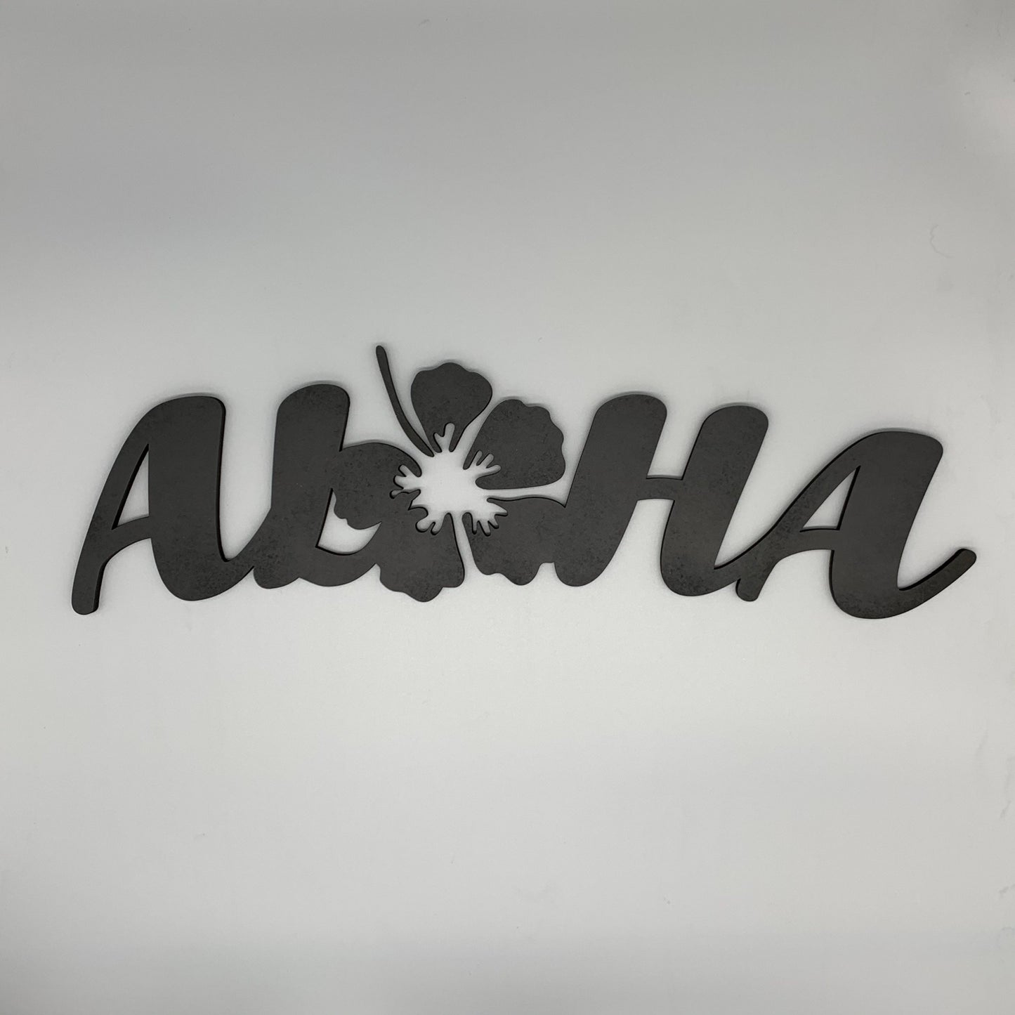 Aloha Schriftzug mit Hibiskusblüte | 3D Schriftzug | Wanddeko | Wandkunst | Wandschild | 3D Wandtattoo