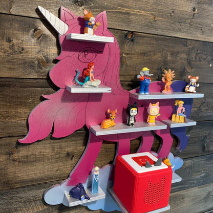Toniebox Regal Einhorn | Ablage für Musikbox & Toniefiguren | Wandregal | Figuren | Wandhalterung