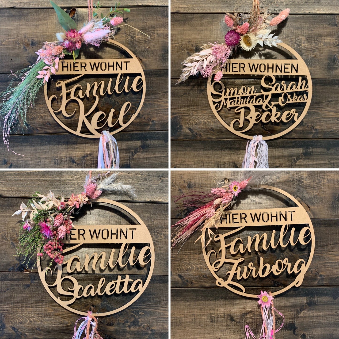 Personalisierter Hoop mit Trockenblumen Ø 23 cm