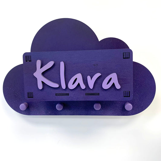 personalisierte Kindergarderobe Wolke mit Mützenfach | Garderobenkiste | Ablagefach | Haken | Individuelle Wolkengarderobe | Aufbewahrung