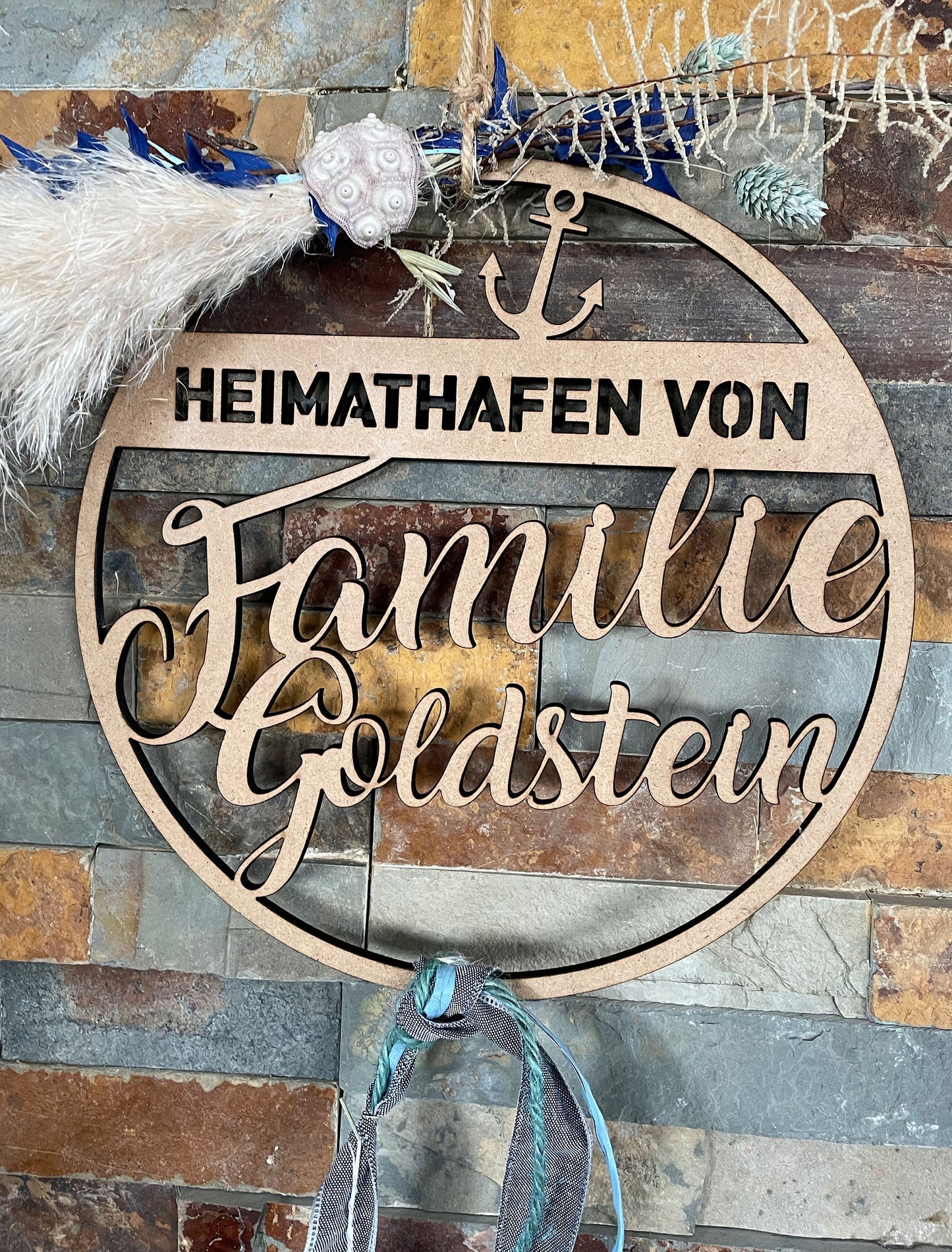 Personalisierter Hoop mit Trockenblumen & Muscheln