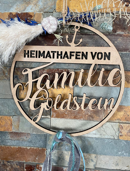 Personalisierter Hoop mit Trockenblumen & Muscheln