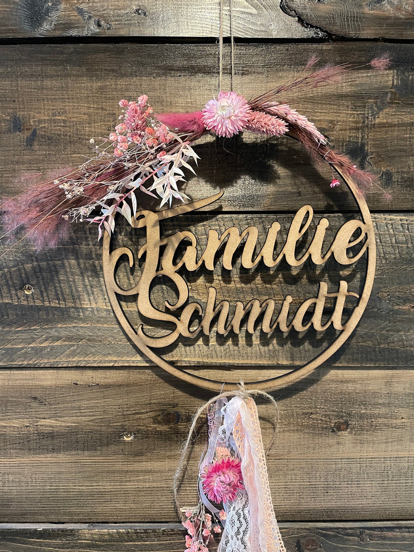 Personalisierter Hoop mit Trockenblumen Ø 23 cm