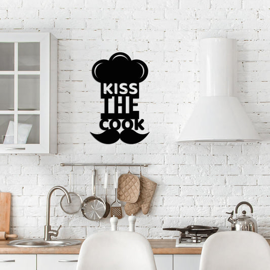 Kiss the cook | 3D Schriftzug | Wanddeko | Wandkunst | Wandschild | 3D Wandtattoo