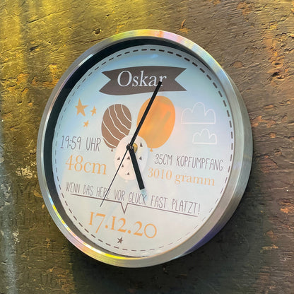 Personalisierte Kinderzimmer Wanduhr mit Namen 29,3 cm