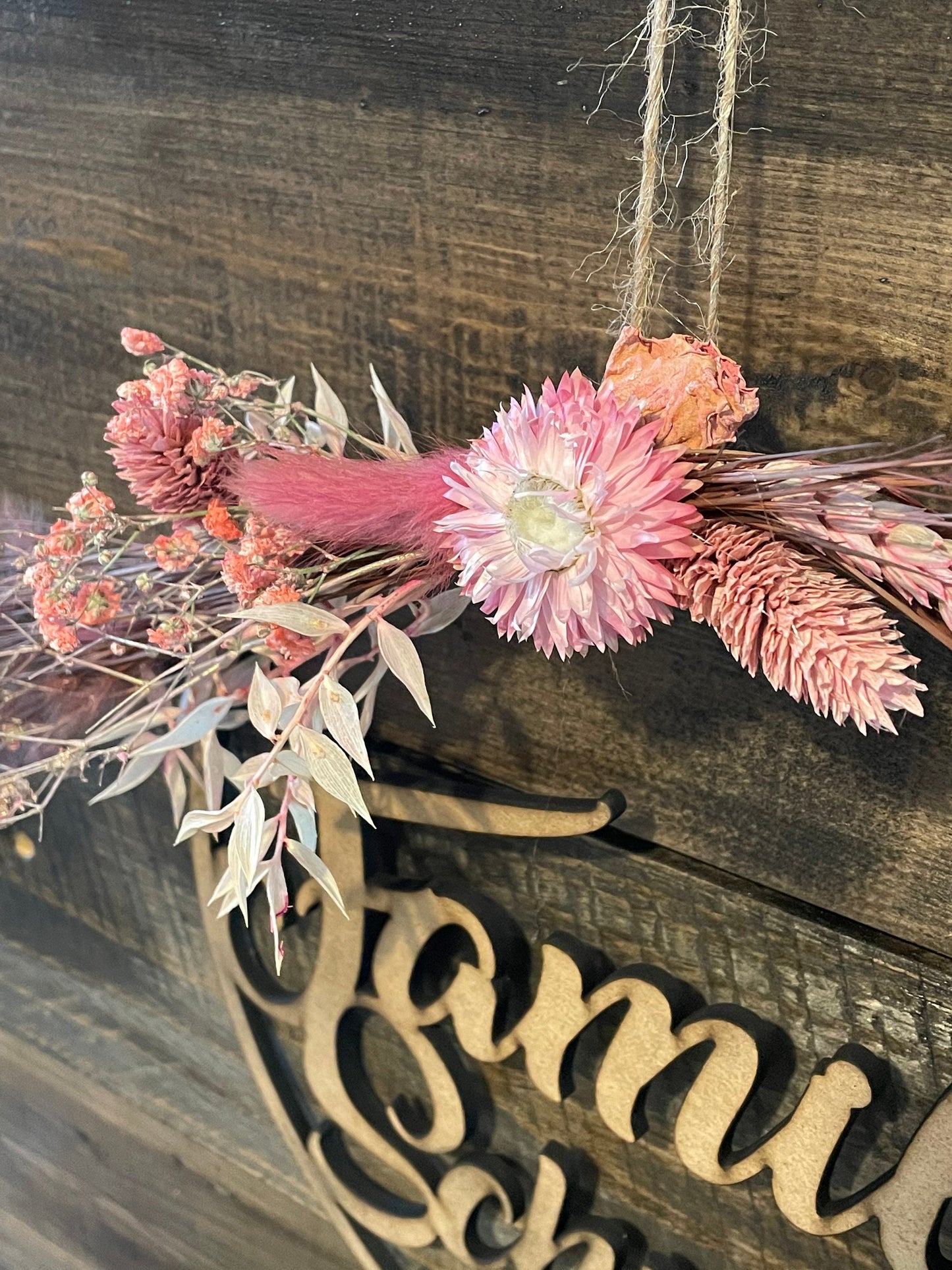 Personalisierter Hoop mit Trockenblumen Ø 23 cm