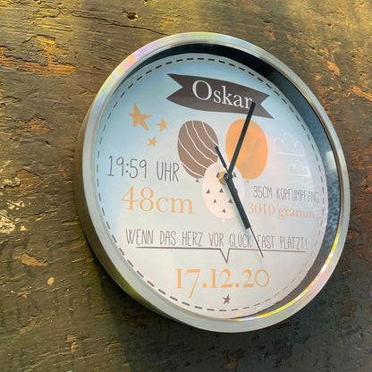 Personalisierte Kinderzimmer Wanduhr mit Namen 29,3 cm