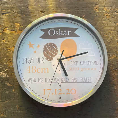 Personalisierte Kinderzimmer Wanduhr mit Namen 29,3 cm