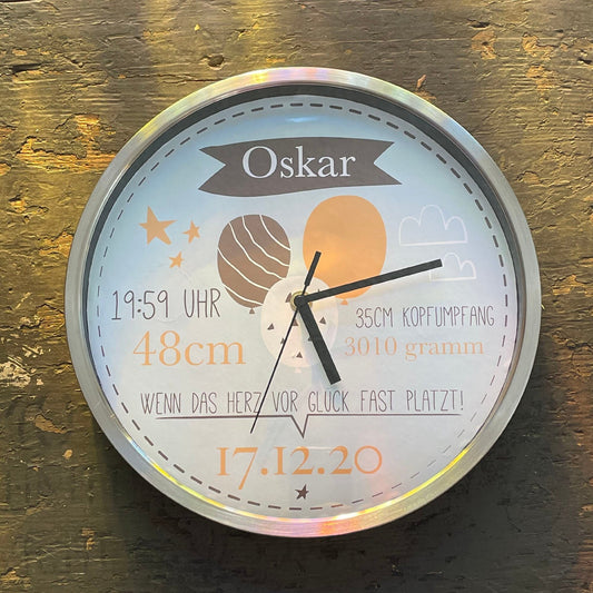Kinderzimmeruhr | Kinderuhr | Wanduhr | Geburtsuhr | personalisiert | Kinderwanduhr | Geburtsdaten