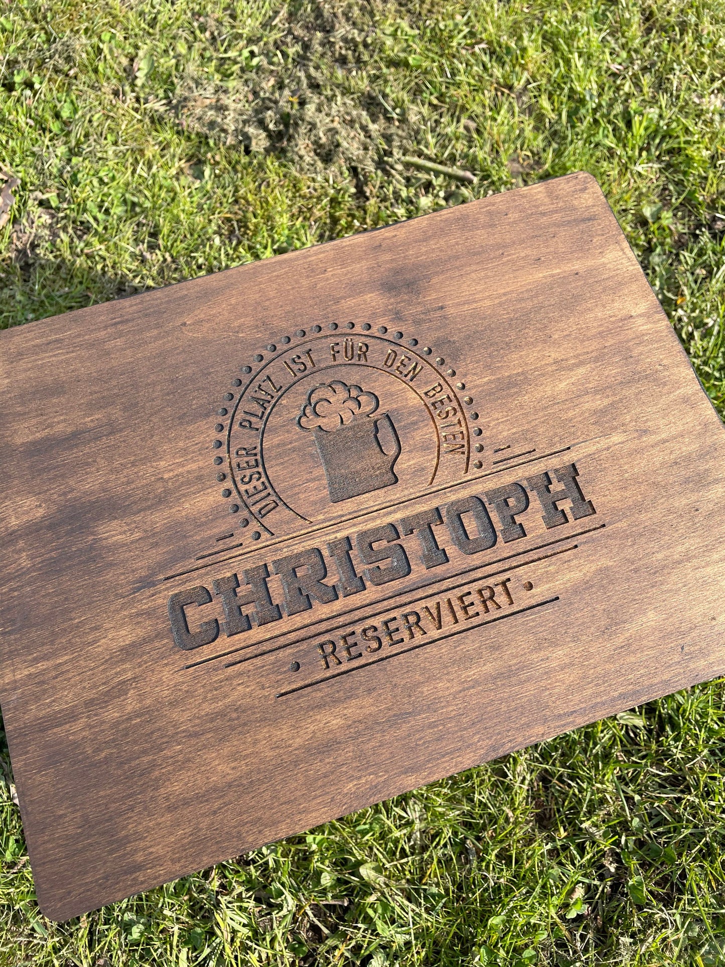 Personalisierte Sitzauflage 30x40 cm aus Pappelfurnierholz