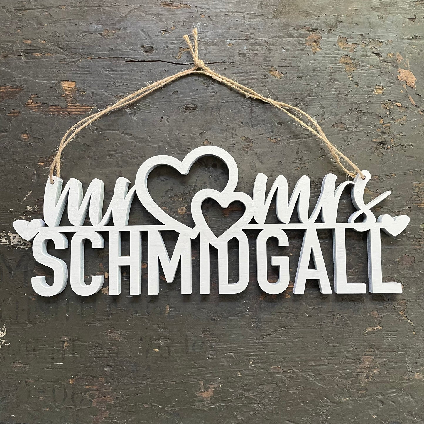 Mr & Mrs Schriftzug Holz - Hochzeitsgeschenk Wanddeko - 40x20cm oder 60x30cm