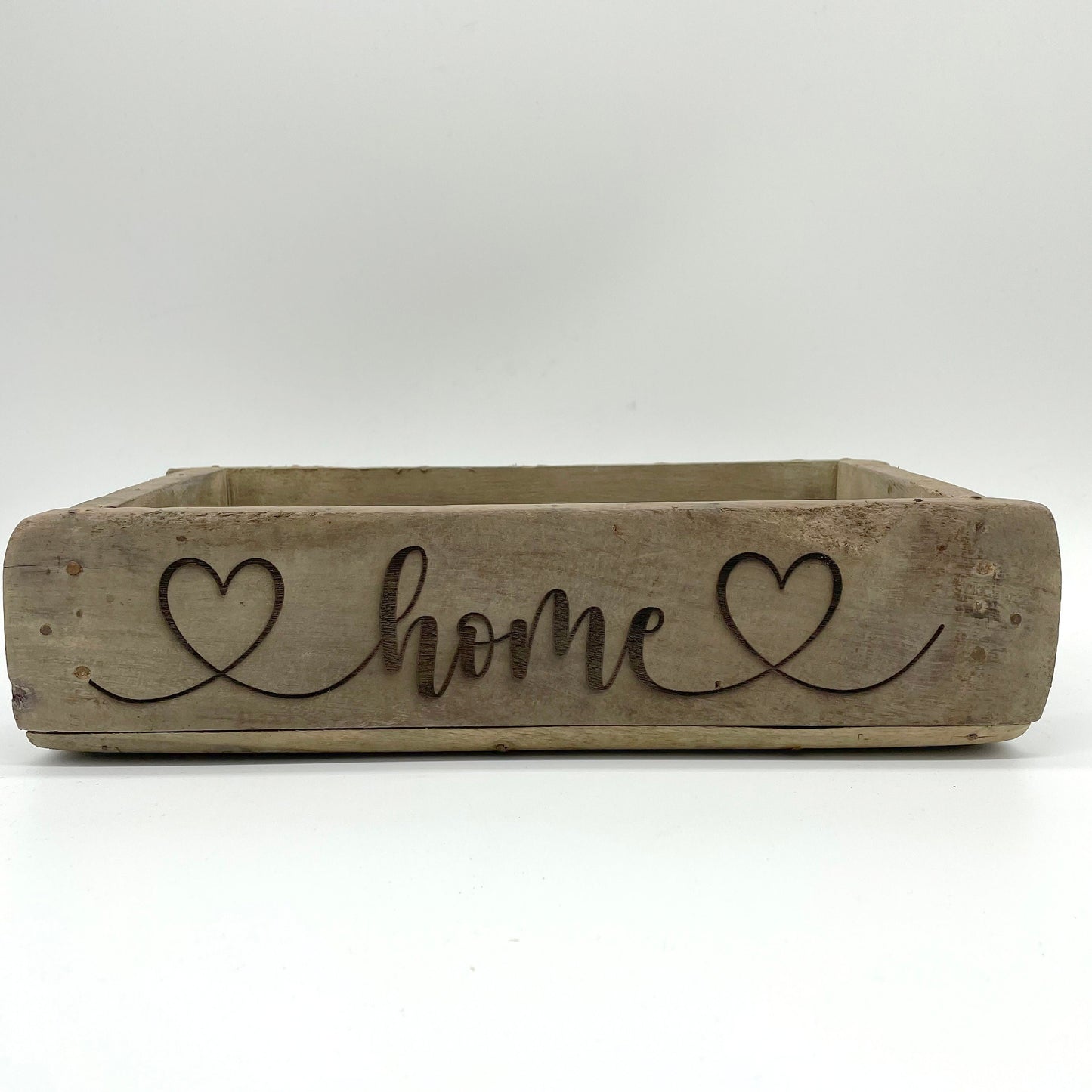 Ziegelform LOVE, Aufbewahrung, Holz Vintage personalisierbar, rustikale Deko aus Altholz