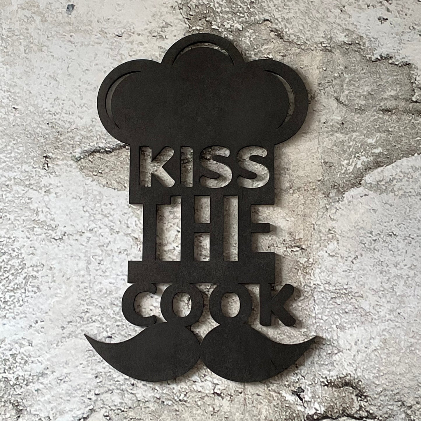 Kiss the cook | 3D Schriftzug | Wanddeko | Wandkunst | Wandschild | 3D Wandtattoo