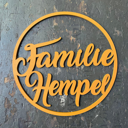 Türkranz, Fensterkranz, Familienschild, Familienname, rundes Türschild, Holzschild, personalisiert
