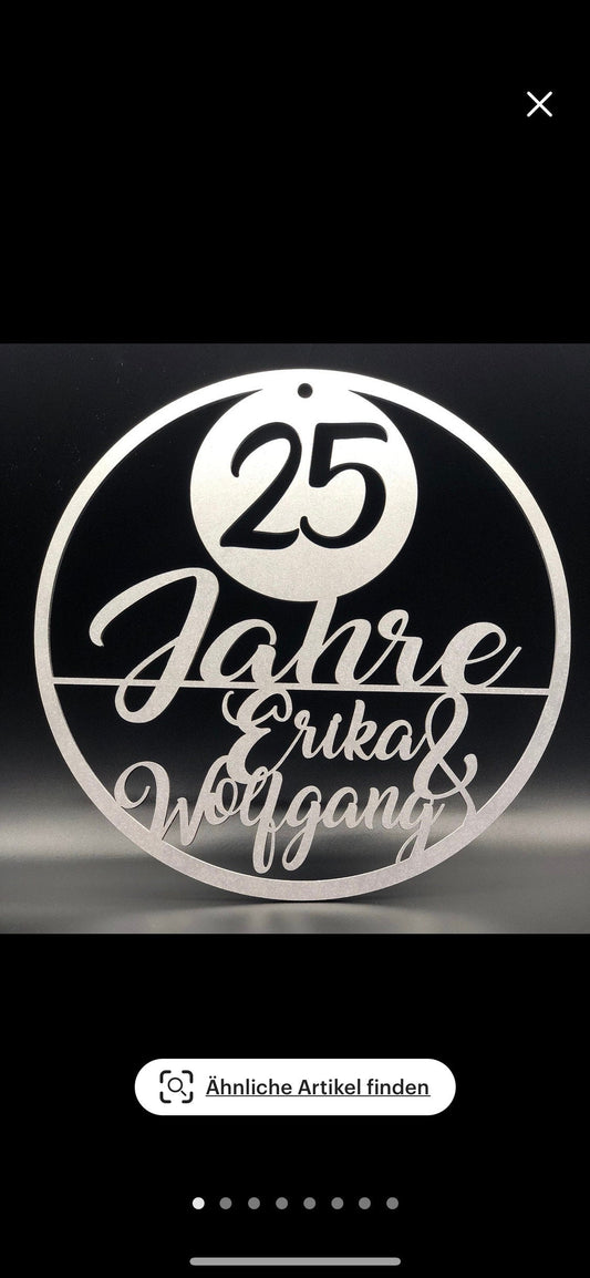 Jubiläumskranz Personalisiert - Türkranz Hochzeit Jubiläum - 25cm Holz Natur