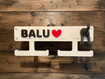 Hundegarderobe XL Personalisiert 45cm - Leinenhalter Wandmontage Leinenparkplatz