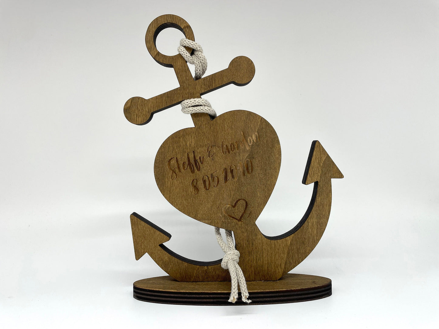 Anker Personalisiert Holz 21cm - Valentinstag Hochzeit Jahrestag Geschenk Deko