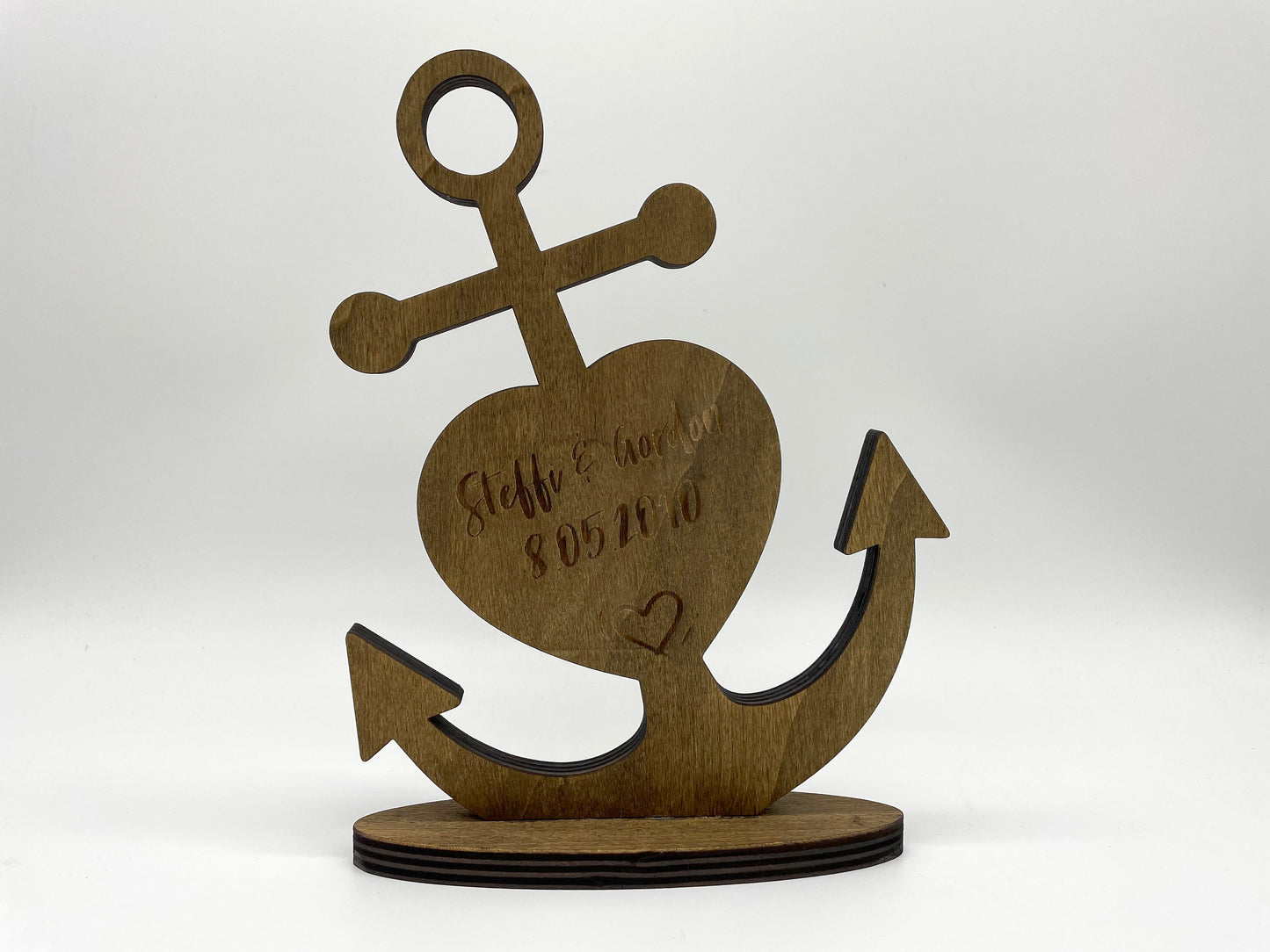 Anker Personalisiert Holz 21cm - Valentinstag Hochzeit Jahrestag Geschenk Deko