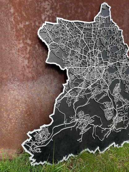 Personalisierte Stadtkarte aus MDF mit 3D Effekt