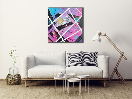 Abstraktes Acryl Gemälde 80x80cm Handgemalt - Leinwand Wandbild Unikat 2022