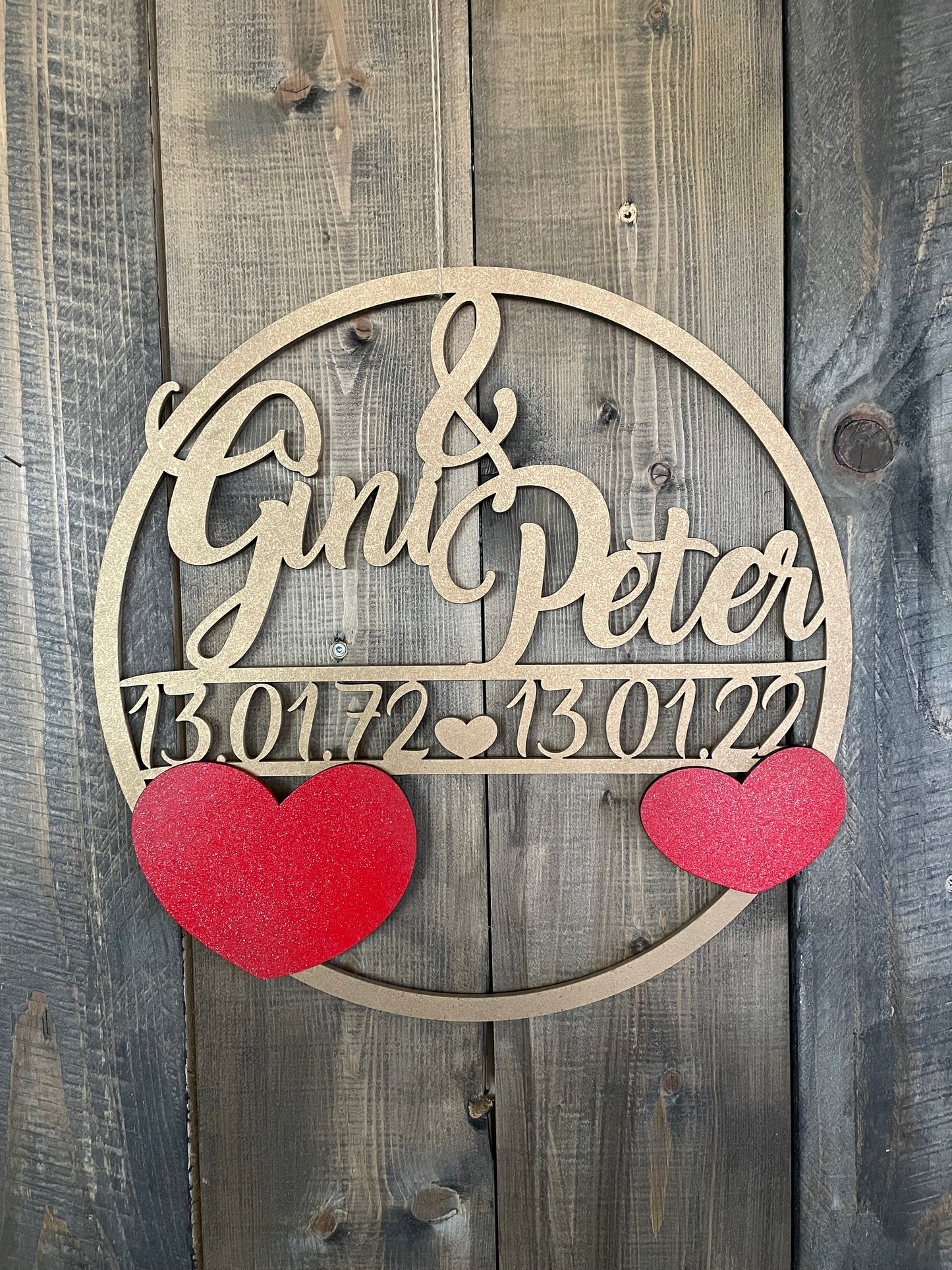 Personalisierter Hoop aus MDF – Geschenk zum Jubiläum