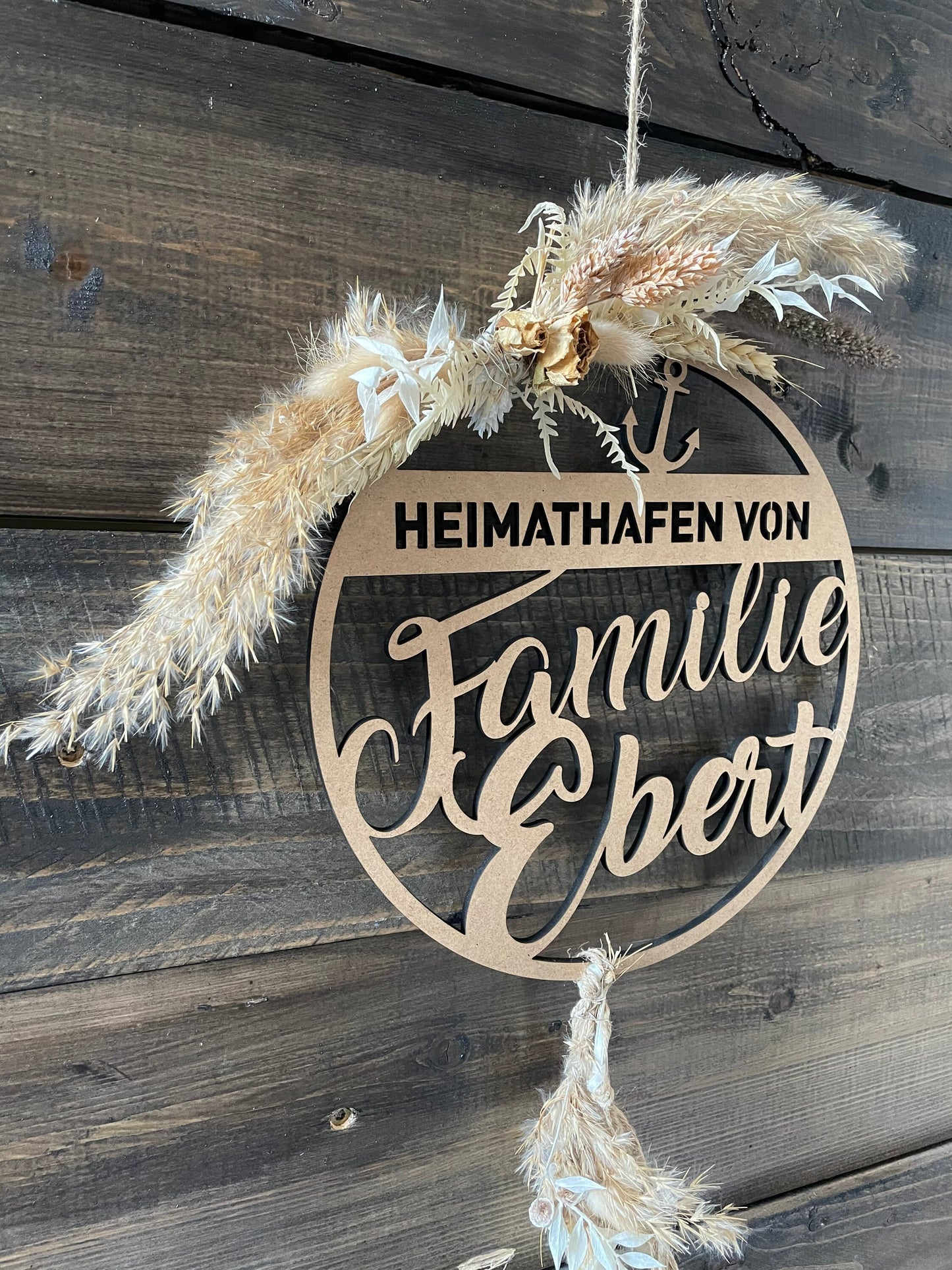Personalisierter Hoop mit Trockenblumen & Muscheln