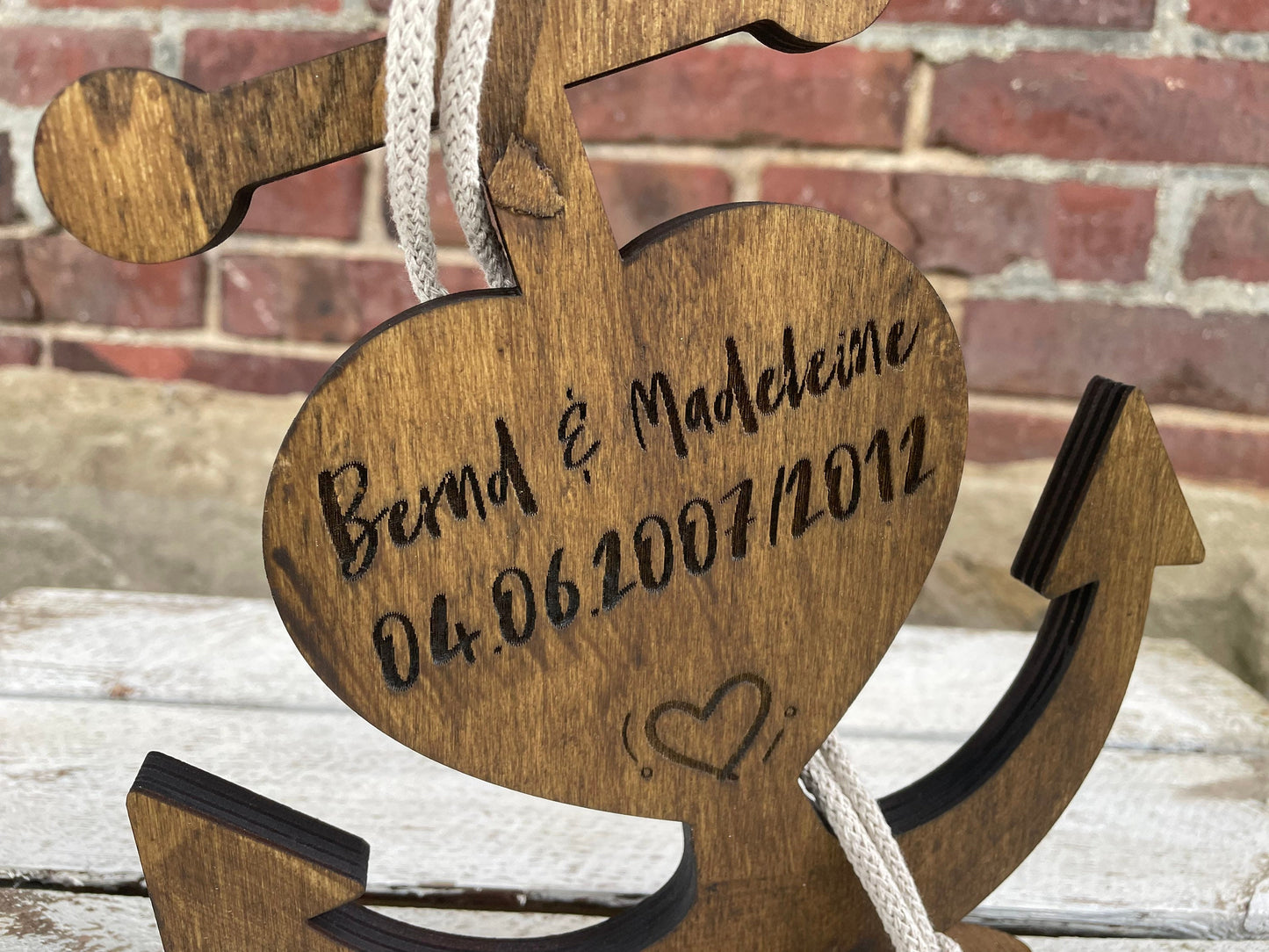 Anker Personalisiert Holz 21cm - Valentinstag Hochzeit Jahrestag Geschenk Deko