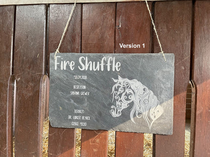 Boxenschild 40x25 cm, Individuelles Schild für Pferdeboxen, Stalltafel, gravierte Naturschieferplatte