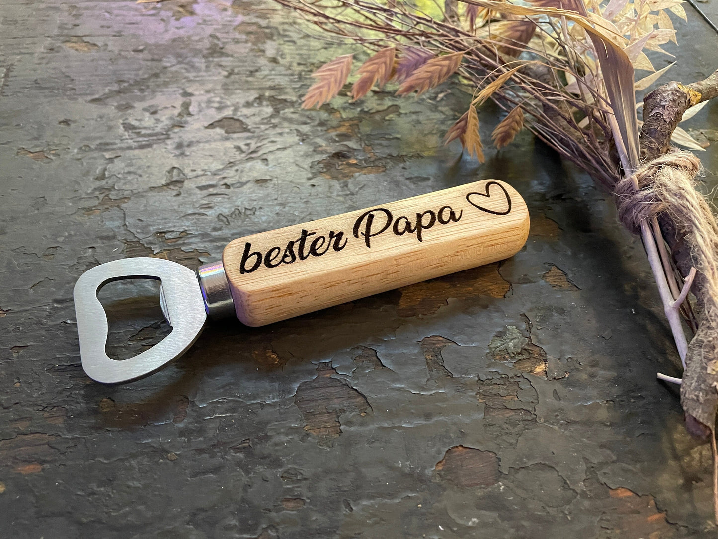 Flaschenöffner Personalisiert Holz Gravur - Geschenk Papa Opa Vatertag