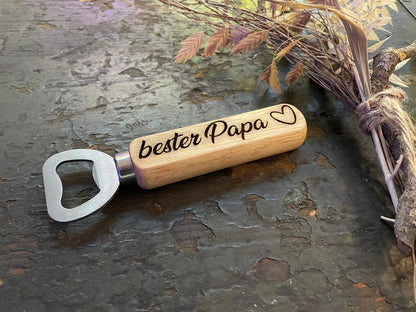 Flaschenöffner Personalisiert Holz Gravur - Geschenk Papa Opa Vatertag